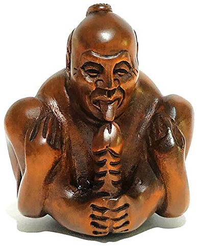 HIUHIU 1,6 Pulgadas talladas a Mano de Madera de boj Tallado Estatua Netsuke: Hombre del Granjero