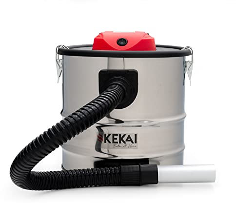 KEKAI KT1201 Aspirateur de Cendres 1200 W en Acier Inoxydable Trajan 18 L 30 x 30 x 33,5 cm Filtre HEPA et Fonction de soufflage.