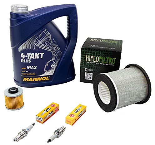 Wartungspaket Öl 4L + Luftfilter + Ölfilter + Zündkerzen für Yamaha TDM 850 TDM850 4TX 3VD 4CM Baujahr 1991-2001