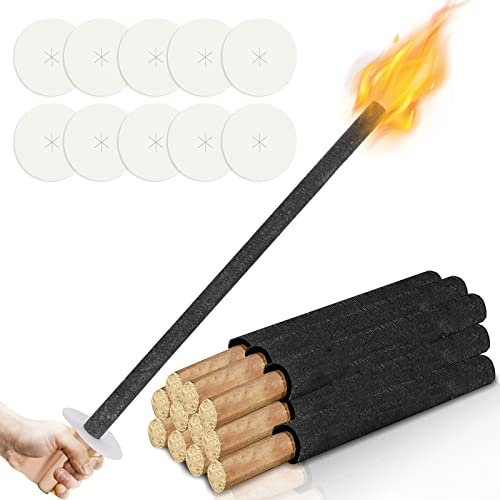 Lospitch Lot de 10 torches de cire - Durée de combustion : 100 min - Avec protection des mains - Avec poignée extra longue - Pour enfants et adultes - Idéal pour l'extérieur, le jardin, la randonnée