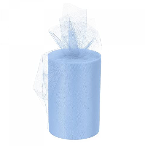 sourcing map 6 Inch 100 Yards Tulle Ribbon Rolls Pastel Netting Fabric Net Cloth for Gift Wrapping Christmas Wedding DIY Crafts, Light Blue