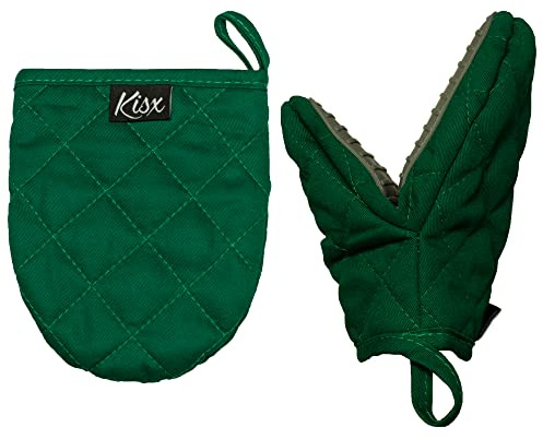 Oven Mitts Heat Resistant – (Green) Mini Oven Mitts, Silicone Gloves Heat Resistant, Kitchen Gloves for Cooking, Silicone Oven Mitts & Pot Holders Sets, Kitchen Pot Holders & Oven Mitts Sets