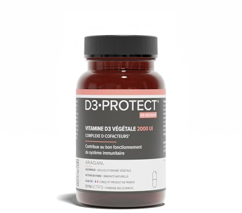 Vitamine D3 2000 UI - Haut Dosage - Complement Alimentaire Immunité - Magnesium, Zinc - Aragan - 60 Gélules - Programme 1 à 2 Mois