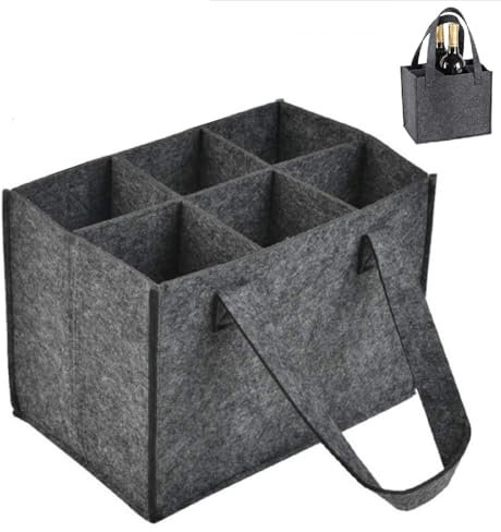 Flaschentasche mit 6 Fächer, Flaschenträger Flaschentasche Filz Bottle Bag Männerhandtasche Flaschen Tasche Filztasche Weinflasche Tasche