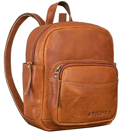 STILORD Gerda Mini Rucksack Damen Leder Vintage Daypack Kleiner Tagesrucksack Moderner City Backpack aus Hochwertigem Echtleder Farbe:Texas - braun