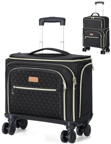 Lekeinchi 4 Rad Laptop Trolley Business mit 6 Packwürfeln & 15.6 Zoll Laptopfach, Groß Erweiterbar Reisekoffer Handgepäck, Leicht Wasserdicht Rollkoffer Aktenkoffer für Reisen/Business/Damen, Schwarz