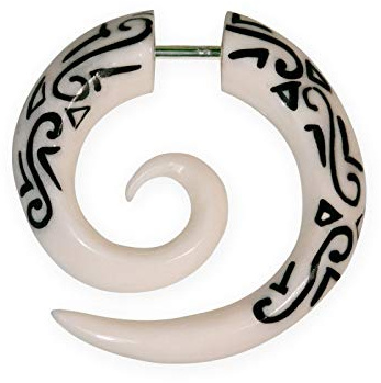 Fly Style 1 Paar Ohrringe Ohrstecker Fake Dehnspirale Dehnschnecke aus Holz - Natur Damen Schmuck