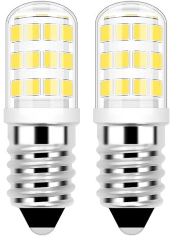 XIMNCHNI E14 LED Kühlschranklampe, 2.5W E14 Lampe 6000K Ersatz für 25W Kühlschrank Glühbirne 300LM, AC 220-240V, Nicht Dimmbar,Lampe für Dunstabzugshaube, Nähmaschine, Salzlampe, 2er Set (Kaltweiss)