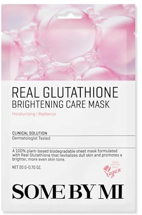 SOME BY MI Real Glutathion Brightening Care Mask (10er Pack) – Koreanische Tuchmasken gegen dunkle Flecken, fahle Haut und für mehr Glow – Vitamin-Aufhellende Gesichtsmaske