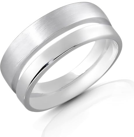 Cassini Klassischer Ring aus 925er Sterling Silber, schmal & schlicht, teilmattiert & teil-poliert Damen 3RAG