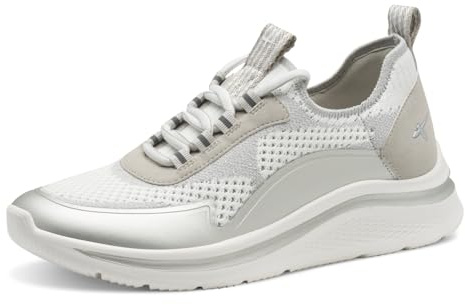 Tamaris Comfort Damen Sneaker flach mit Chunky-Sohle Vegan, Silber (Lt Grey/Silver), 40 EU