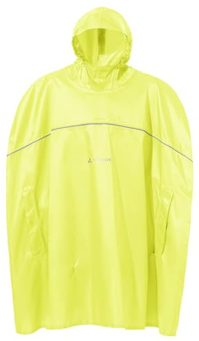 VAUDE Kinder Regenponcho für Radfahren, Wandern, Schule Kids Grody Poncho II, wind- und wasserdicht, atmungsaktiv, neon yellow, 158