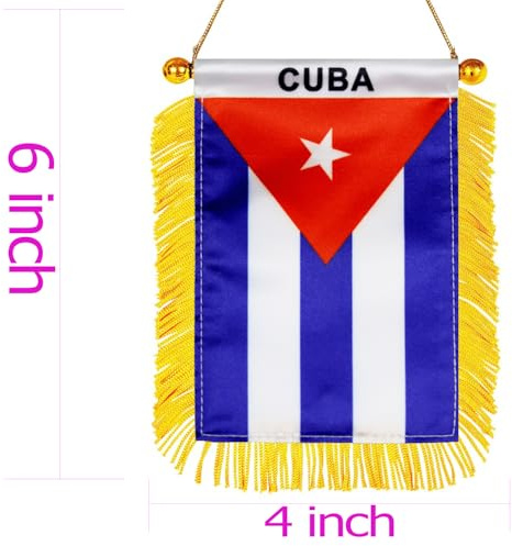 Bandera colgante de Cuba con ventosa de 4 x 6 pulgadas, mini pancarta cubana de doble cara para espejo retrovisor de coche y decoración de ventanas