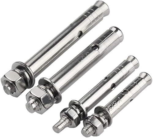 Spreizbolzen, Ankerbolzen, M16 304 Edelstahl - Sechskantmuttern und -bolzen Hülsenbolzen, M16x100mm, Silber (Color : Silver)