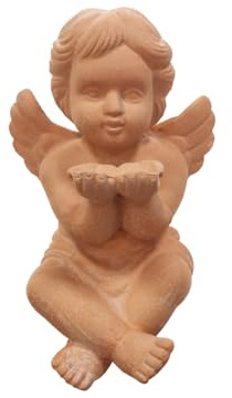 Getrelax Roter Terrakotta-Gartenzwerg Engel Figur – handgefertigte Engel-Dekoration für drinnen und draußen, perfekt für Gärten, Terrassen und Heimdekoration (C)