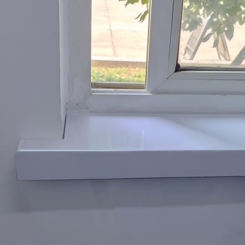 Dailify Window Sill Cover Internal Window Sill Trim Cover with Nose, Bright White Smooth Finish Window Sills Replacement Board, Cuttable Bay Window Ledge Guard Protector(150cm x 35cm (59 x 13 3/4))