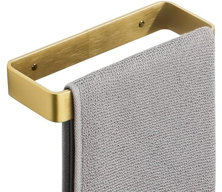SAYAYO Porte Serviette Mural sans Perçage pour Salle de Bain, Support Serviette Adhésif en Aluminium pour Cuisine Baignoire Lavabo, Doré 20CM, EGYS24030-200-3M-G