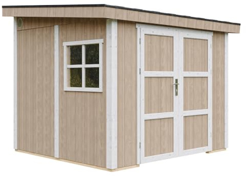 Abri de Jardin Qualité Premium 5,9 m² - H231x248x294 cm - Construction de Panneaux LP Smartside - sans Plancher e paroi latérale - Timbela M938B-TERRA Brown