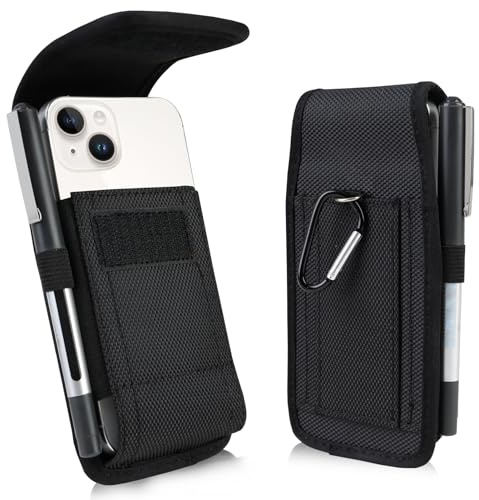 Phone Pouch with Belt Clip Cover Mobile Phone Holster Case Nylon Cell Phone Holder Smartphone Belt Bag for iPhone 16 15 14 13 12 Pro Max Plus/Samsung/Moto/LG Men & Women Hiking,Work,Camping Outdoor(L)