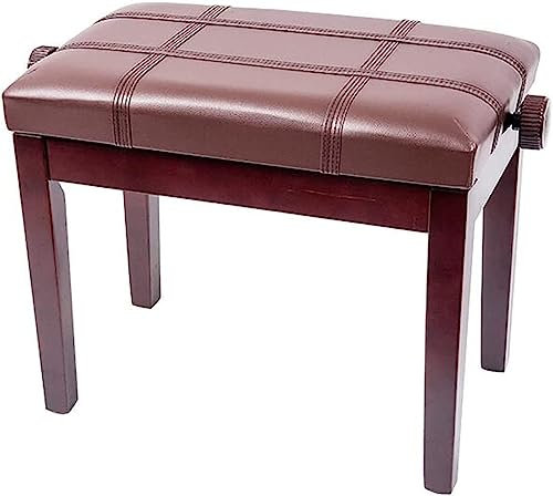 BXSUKEYOU Klavierhocker für Familienbankette, Frisiertischhocker, Klavierbank für Künstler aus Leder, Solo-Klavierhocker mit Beinen aus Massivholz und gepolstertem Kissen, 55 x 34 x 47–57 cm, 10 cm