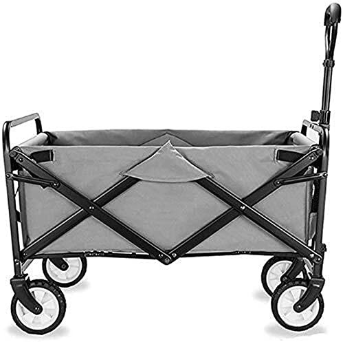 Diable pliable portable avec 4 roues, freins en acier, capacité de 60 kg, chariot de jardin, chariot de transport pliable – Gris