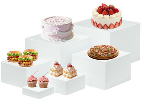 Agrdeed 6 Stycken Tårtställ, Akryldessertstativ, Tårtställ Kub-Stativ Med Ihåliga Golv, återanvändbar Matutställningsstativ För Catering, Dessert, Smycken, Figurer, Show