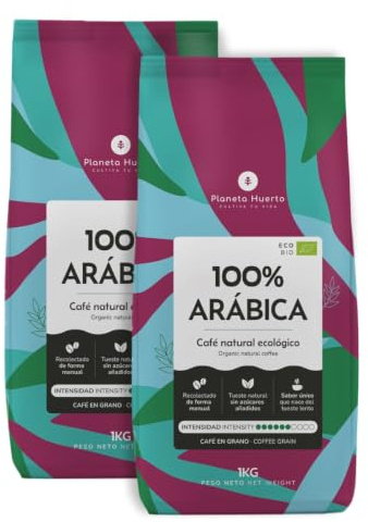 Pack 2x Café en grano Eco 100% Arábica Planeta Huerto 1 Kg