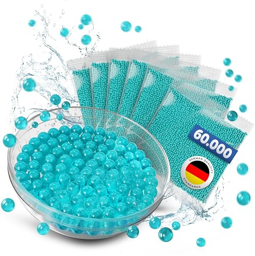 Bojani 60.000 Wasserperlen in blau, grün, gelb, rot, orange, türkis oder bunt gemixt, Geburtstagsdeko, Hochzeitsdeko, Party Deko, Tischdeko, Weihnachtsdeko (Türkis)