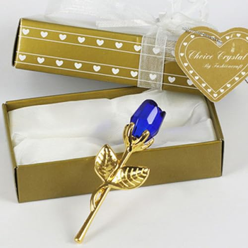 Momoliya Mini Crystal Rose Gifts for Mum Women, Artificial Glass Rose, Glass Rose Flowers for Valentine's Day Mother's Day Birthday Anniversary Wedding Christmas (Blue)