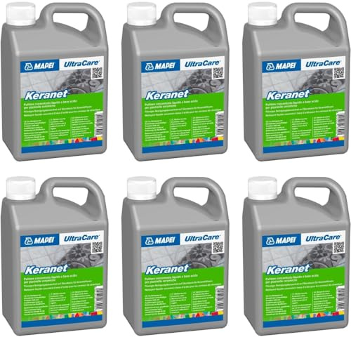 Mapei Ultracare Keranet, Pulitore Concentrato Acido per Pavimenti e Piastrelle, Interni ed Esterni, 1 Litro (6, 1 L)