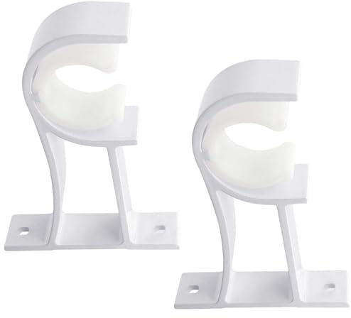 Curtain Rod Bracket, Heavy Duty Curtain Rod Holders White Curtain Rod Hooks for 1 Inch Drape Rods, Single Curtain Rod Brackets Rod Hangers Support for Wall, 2 Pack