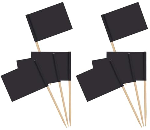 Beavorty Palitos para Cupcakes y Adornos para Postres 200 Piezas y Negro para Fiestas, Brochetas de Fruta y Decoraciones de Aperitivos
