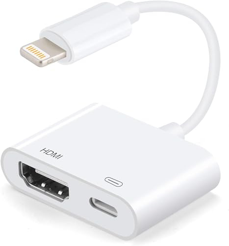 [Certificado Apple MFi] Adaptador Lightning a HDMI para iPhone a TV, adaptador AV digital 1080P, cable conector de pantalla de sincronización 4K, compatible con iPhone 14, 13, 12, 11, XS, XR, X, 8