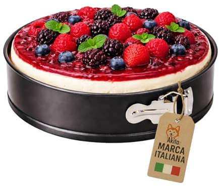 AKITAInk Tortiera a Cerniera Antiaderente, Stampo per Dolci Apribile Disponibile in Varie Misure (18-20-22-24-26-28 cm), Ideale per Torte, Cheesecake e Forno (24 cm)