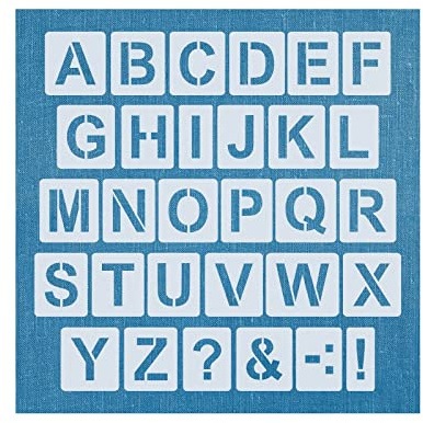 Buchstabenschablone Nr.04 | 1 Satz Buchstaben 7cm hoch | A-Z + 4 Sonderzeichen | 30 einzelne Schablonen | Stencil | Wandschablone
