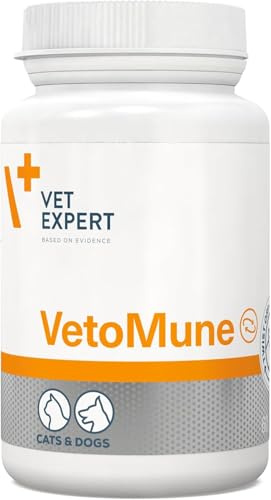 Vet Expert Ergänzungsfuttermittel für Hunde und Katzen | 60 Kapseln Twist-Off | Unterstützung des Immunsystems | Mit Beta-Glucan VetoMune