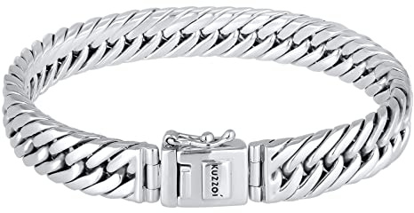 Kuzzoi Buddha Silber-Armband Herren 925 Silber Panzerarmband (10 mm)