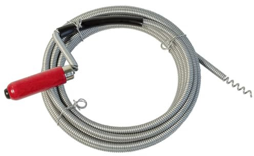 Dönges Rohrreinigungswelle Rohrspirale, L. 5 m, Ø 9,0 mm, aus feuerverzinktem Federstahl, flexibel, widerstandsfähig und korrosionsbeständig, mit Kurbelhandgriff Rohrreinigungsspirale
