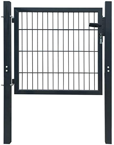 vidaXL 142026 Anthrazit Gartentor Stahl 106x150cm Zauntor Einzeltor Hoftür Pforte