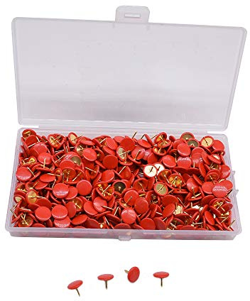 YOFASEN 500 Pezzi Puntine da Disegno - 10 x 9MM Puntina a Testa Tonda in Metallo Rivestito in Plastica Colori Assortiti, Rosso/500 Pezzi