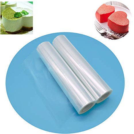 witgift Tortenrandfolie, 2 Rolle 20CM x 10M Transparent Kuchen Kragen Halsbänder Acetat Wickelband für Tortendekorationen Schokolade Mousse Kuchen Kragen