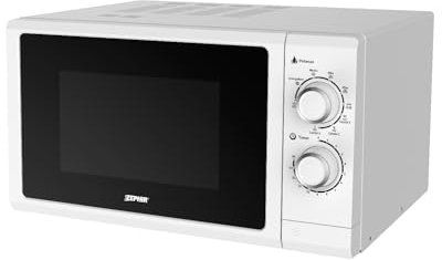 Zephir, Forno a Microonde Combinato con Grill, 25L, Potenza 1400 + 1000W, Piatto Rotante in Vetro 27cm, 5 Livelli di Potenza, 9 Livelli di Cottura, Scongelamento, Timer 30 min, Colore Bianco