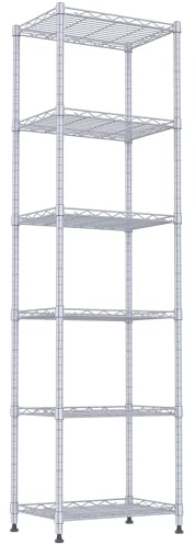 REGILLER 6 Wire Shelving Steel Storage Rack Adjustable Unit Shelves for Laundry Bathroom Kitchen Pantry Closet(Silver, 11.7 D x 16.8 W x 63 H)