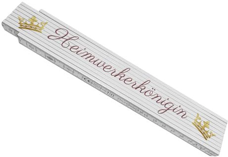 Bedruckter Meterstab aus Holz mit Spruch Heimwerkerkönigin und Krone ohne Hintergrund Zollstock Frau Tussi Gliedermaßstab Königin Selbst ist die Frau Maßstab rosa Geschenk für