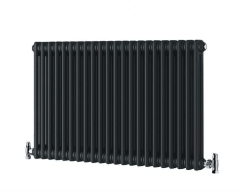 Traditional 2 Column Vertical Horizontal Radiator for Heating Cast Iron Style (600x1000mm, Volcano Black)