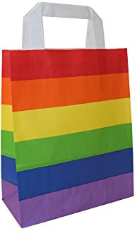 PGV Papiertragetaschen mit Flachhenkel Regenbogen Pride LGBT - Verschiedene Größen und Mengen (18 + 8 x 22 cm, 250 Stück)