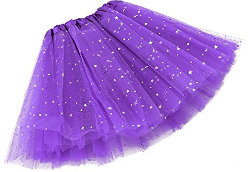 Sibba Sparkle Tutu Rock Ballett Tanz Skorts 3 Lagen Tüll Pailletten Sterne Röcke Rollenspiele Geburtstag Prinzessin Party für Mädchen Kleinkinder 2-7 Jahre Sport Outdoor Kleidung Kostüm