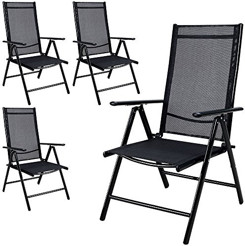 Casaria® Gartenstühle 4er Set Hochlehner Klappbar 8-Fach Verstellbar Camping Stuhl Aluminium Wetterfest Klappstuhl 120kg Belastbarkeit Garten Balkon