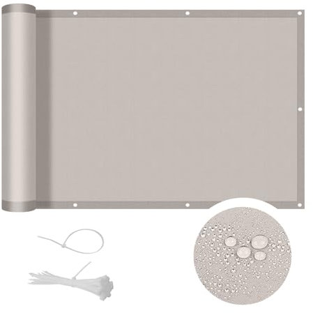 COOL AREA Balkon Sichtschutz 90x800cm Balkonverkleidung UV-Schutz PES Balkonabdeckung wetterfester mit Kabelbinder,Schutz vor neugierigen Blicken,Taupe