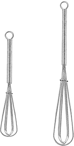 2Stücke Profi Plus Schneebesen Set Klein Rührbesen Ballonschneebesen Mini Quirlbesen Quirl Küche Rührblitz Edelstahl Kugelschneebesen 12,7/17,8cm mit Griff für Mischen Schlagen Aufschäumen Rühren